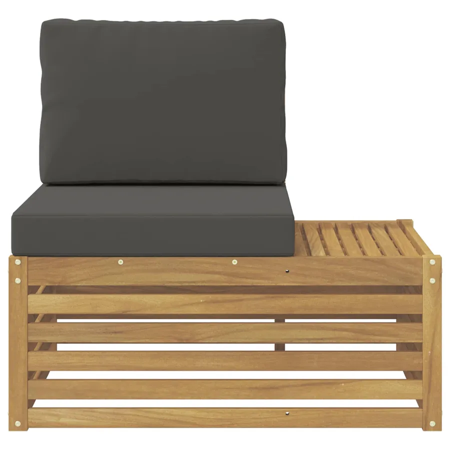 Canapé d'extérieur extrémité avec coussin Blanc 91 x 63 x 73 cm - 3