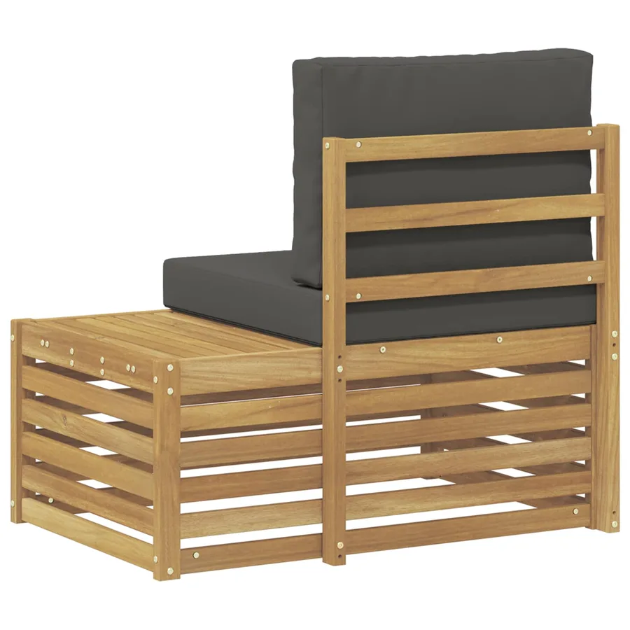 Canapé d'extérieur extrémité avec coussin Blanc 91 x 63 x 73 cm - 5