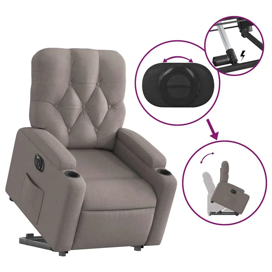 Fauteuil inclinable électrique taupe tissu - 11