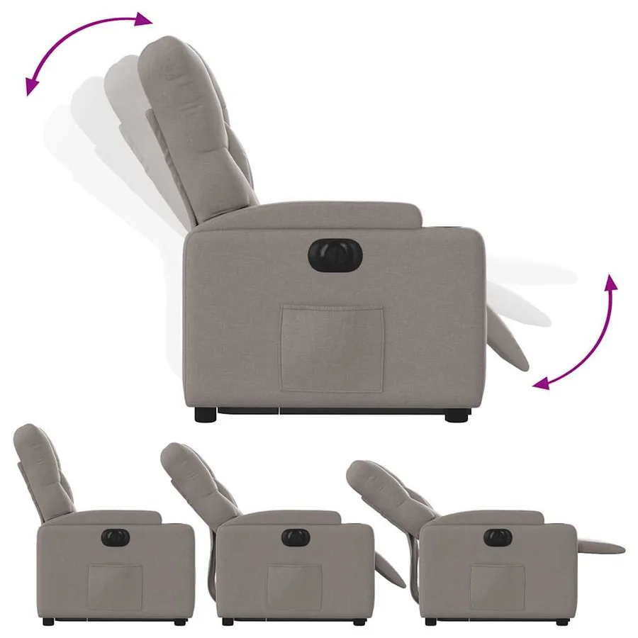 Fauteuil inclinable électrique taupe tissu - 7