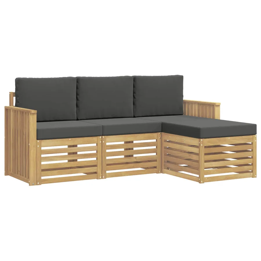 Ensemble de canapés d'extérieur 4 pcs Blanc et anthracite - 2
