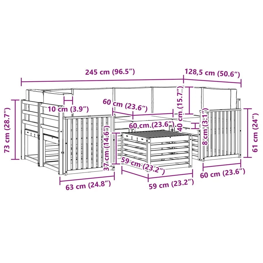 Ensemble de canapés d'extérieur 7 pcs Blanc et gris clair - 7