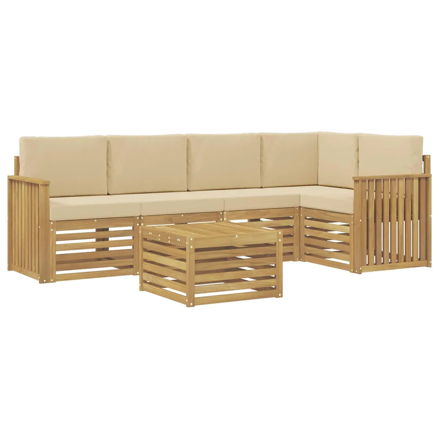 Ensemble de canapés d'extérieur 6 pcs Blanc et Beige - 2