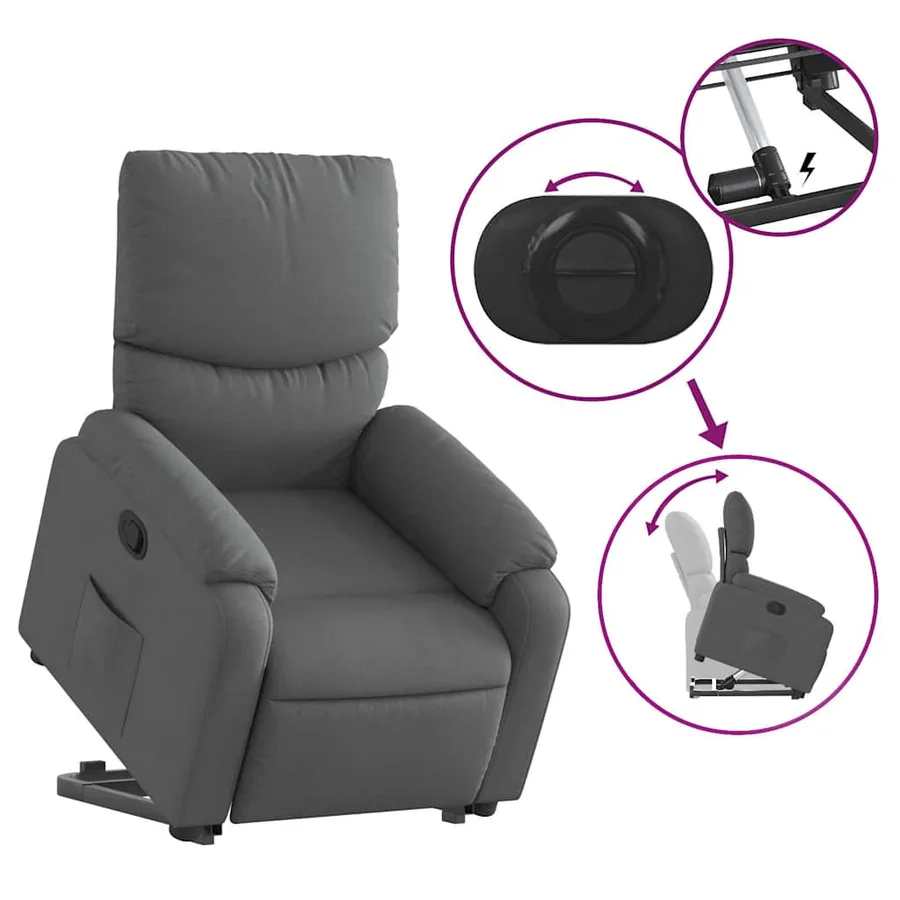 Fauteuil inclinable Gris foncé Tissu - 6