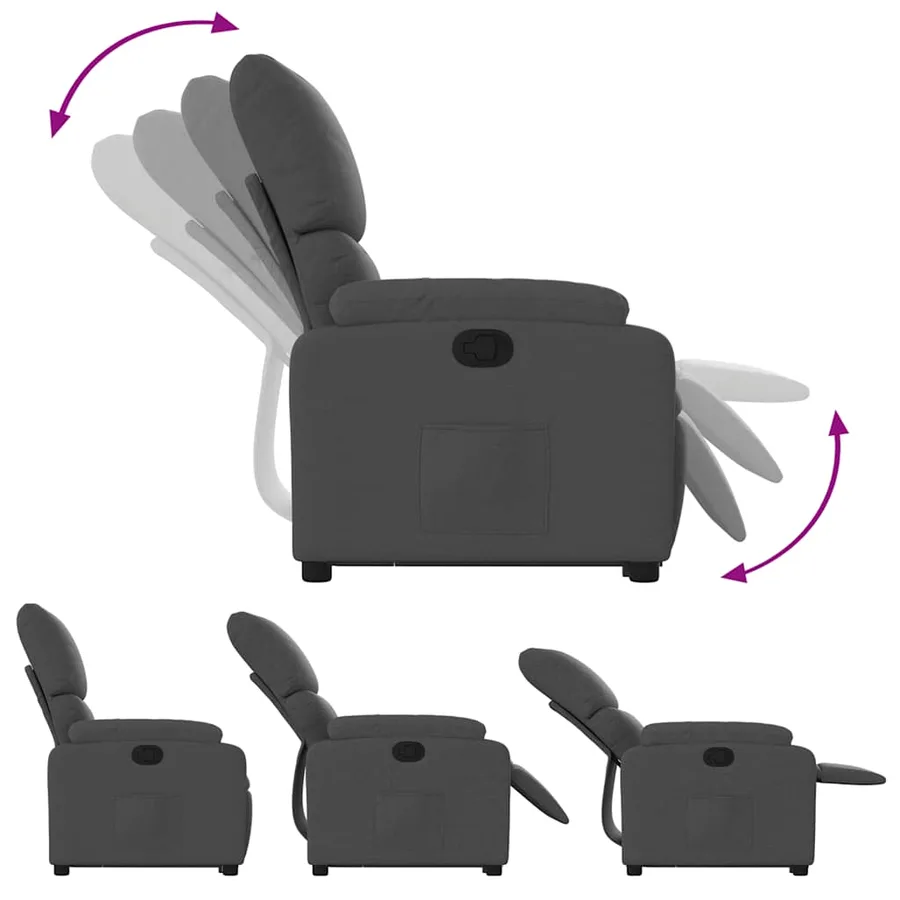 Fauteuil inclinable Gris foncé Tissu - 7