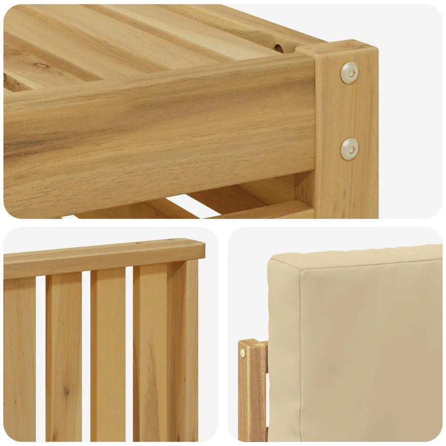Ensemble de canapés d'extérieur 7 pcs Blanc et Beige Polyester - 6