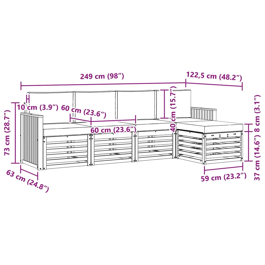 Ensemble de canapés d'extérieur 5 pcs Blanc et crème - 6