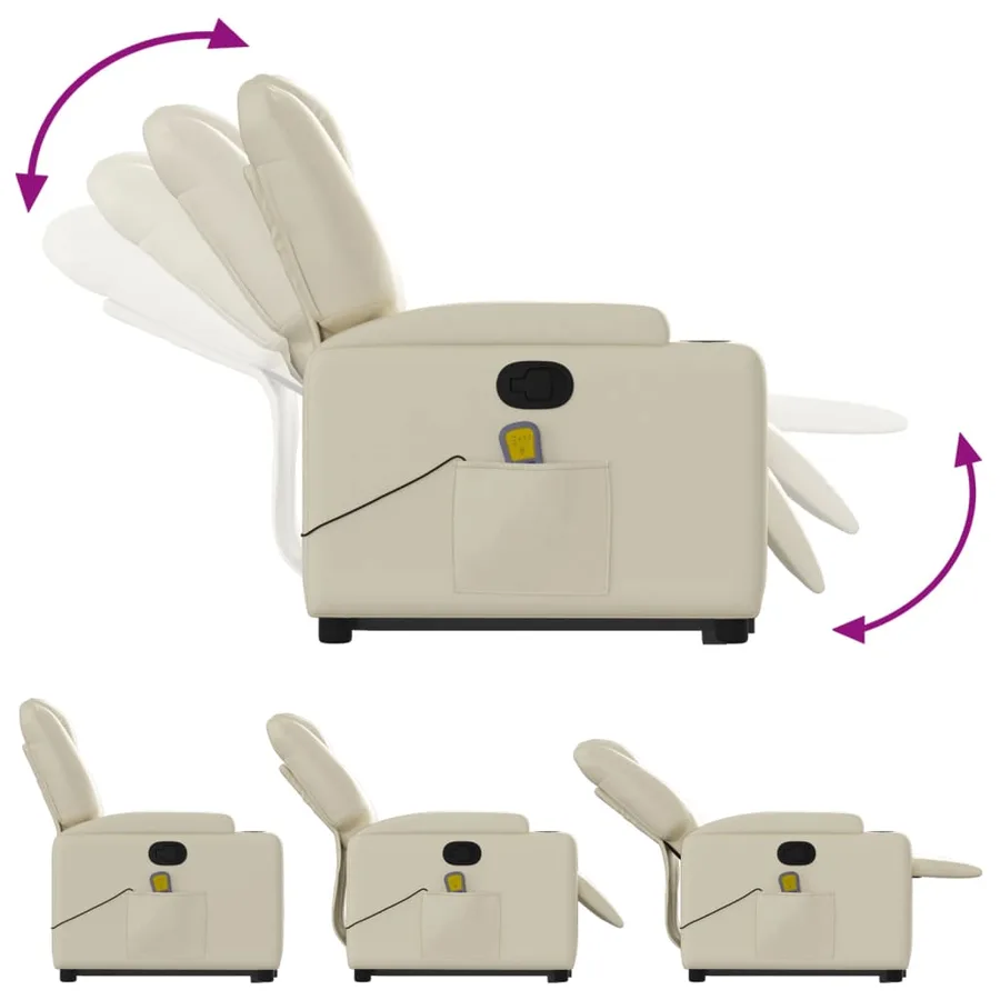 Fauteuil inclinable de massage Crème Similicuir - 7
