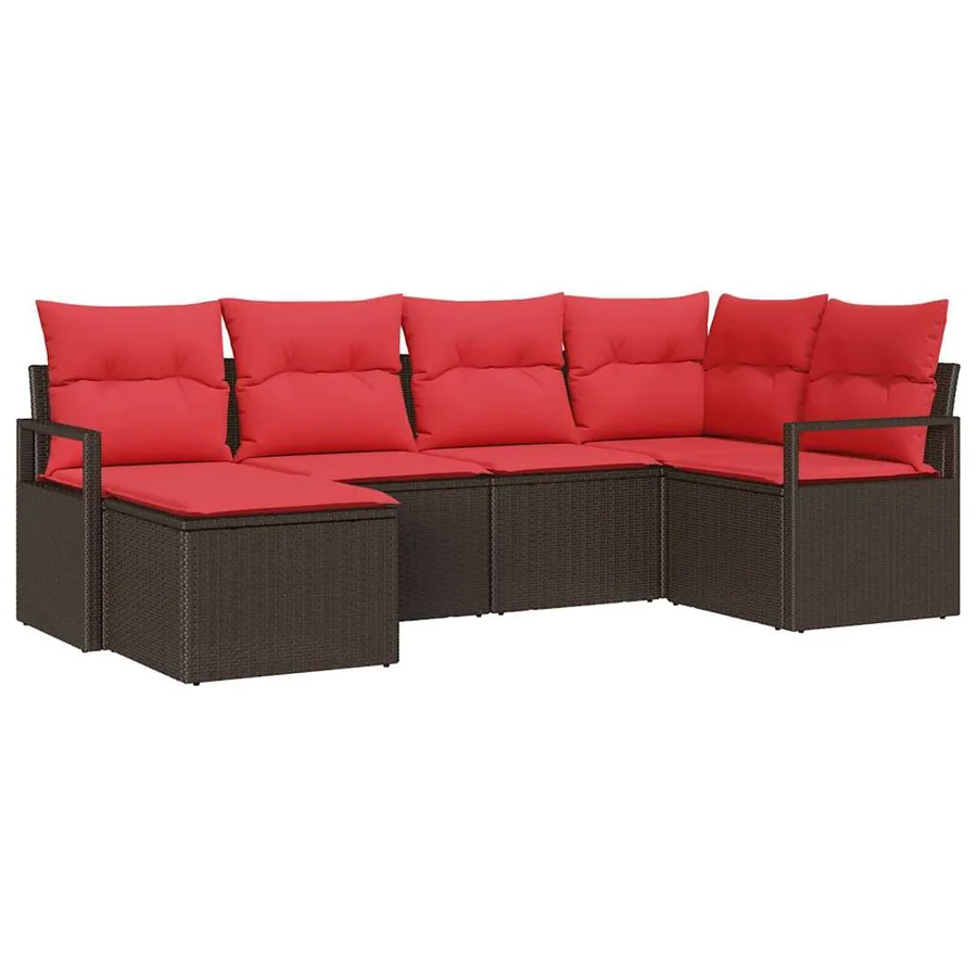 Ensemble de Canapés 6 pcs Marron et rouge polyrotin - 2