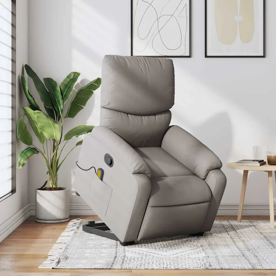 Fauteuil inclinable de massage Taupe Tissu - 15