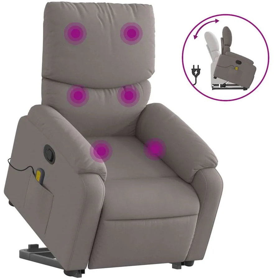 Fauteuil inclinable de massage Taupe Tissu - 2