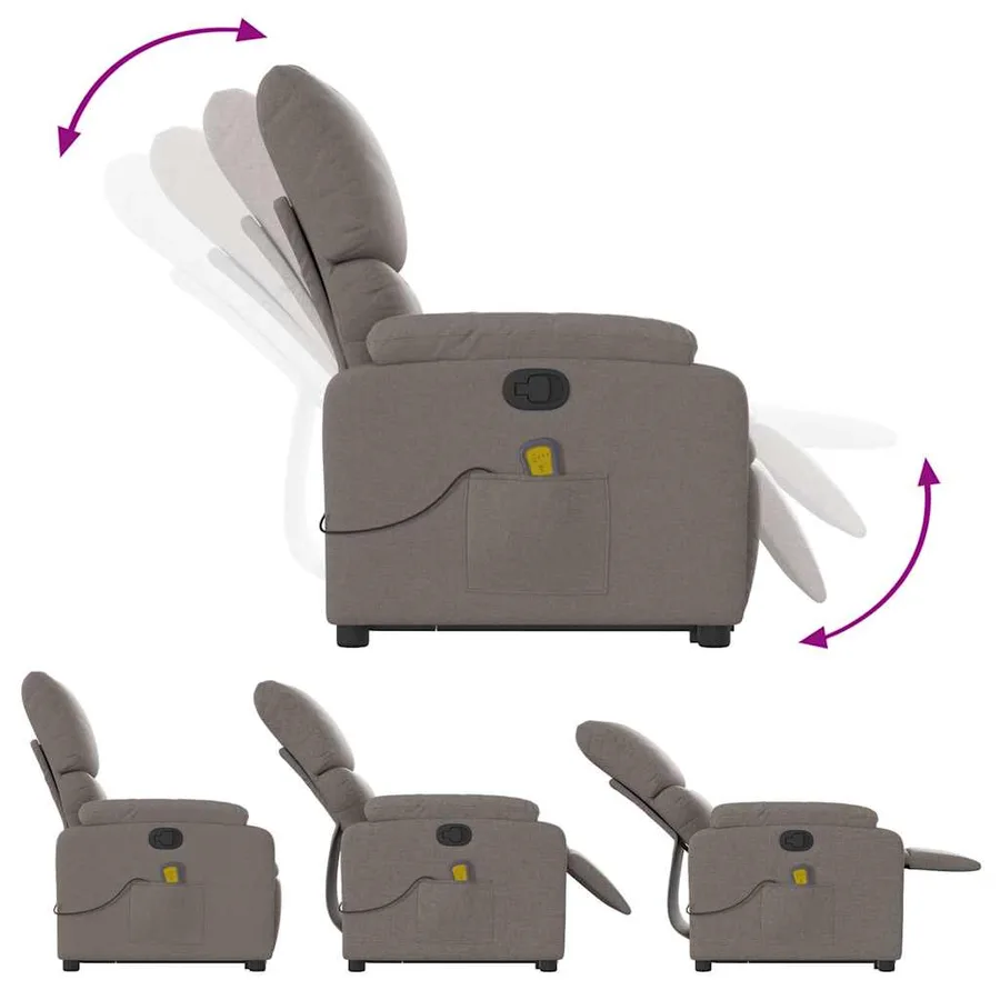 Fauteuil inclinable de massage Taupe Tissu - 7