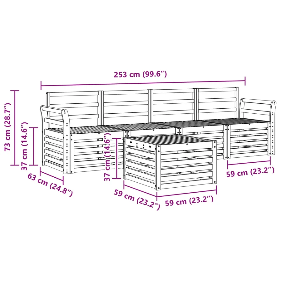 Ensemble de canapés d'extérieur 5 pcs Blanc - 7