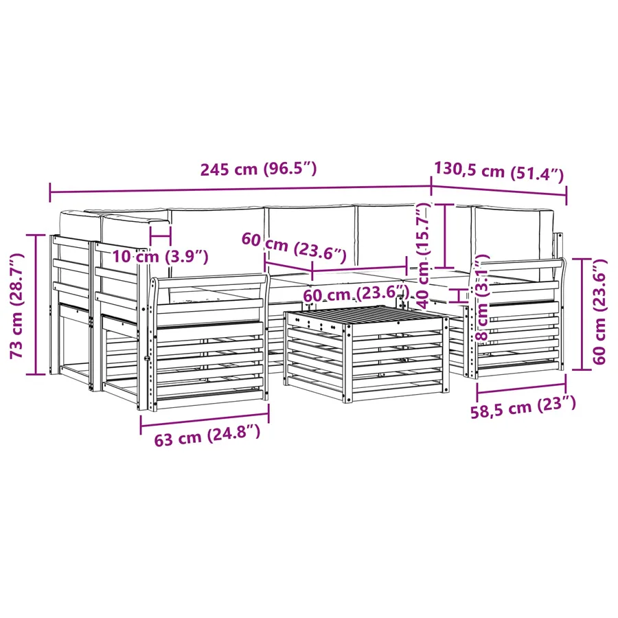 Ensemble de canapés d'extérieur 7 pcs Blanc et Beige Polyester - 7