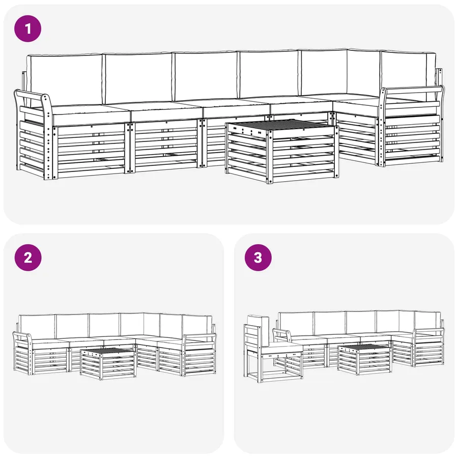 Ensemble de canapés d'extérieur 7 pcs Blanc et anthracite - 7