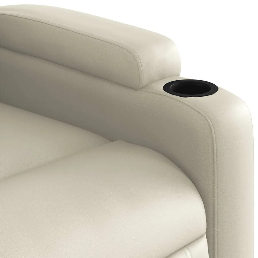 Fauteuil inclinable de massage électrique crème similicuir - 12