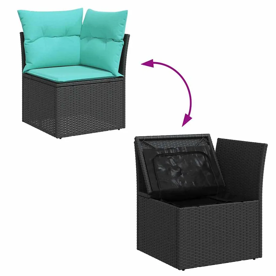 Ensemble de canapé de jardin 10 pcs Noir Poly rotin - 13