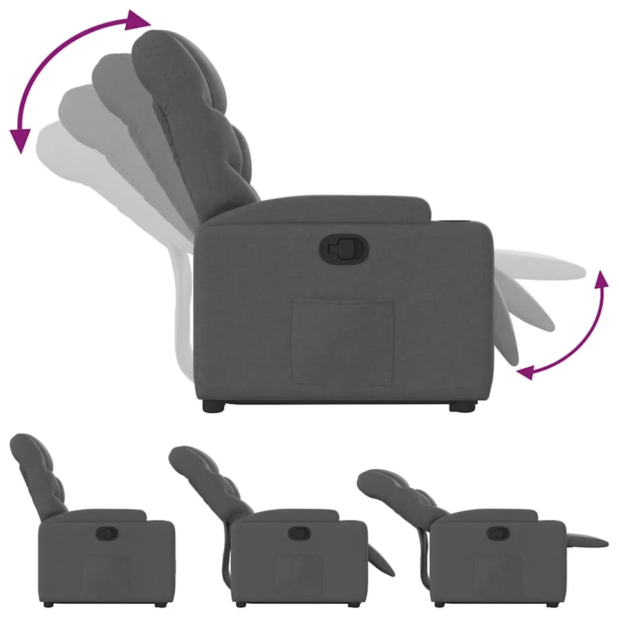 Fauteuil inclinable Gris foncé Tissu - 7