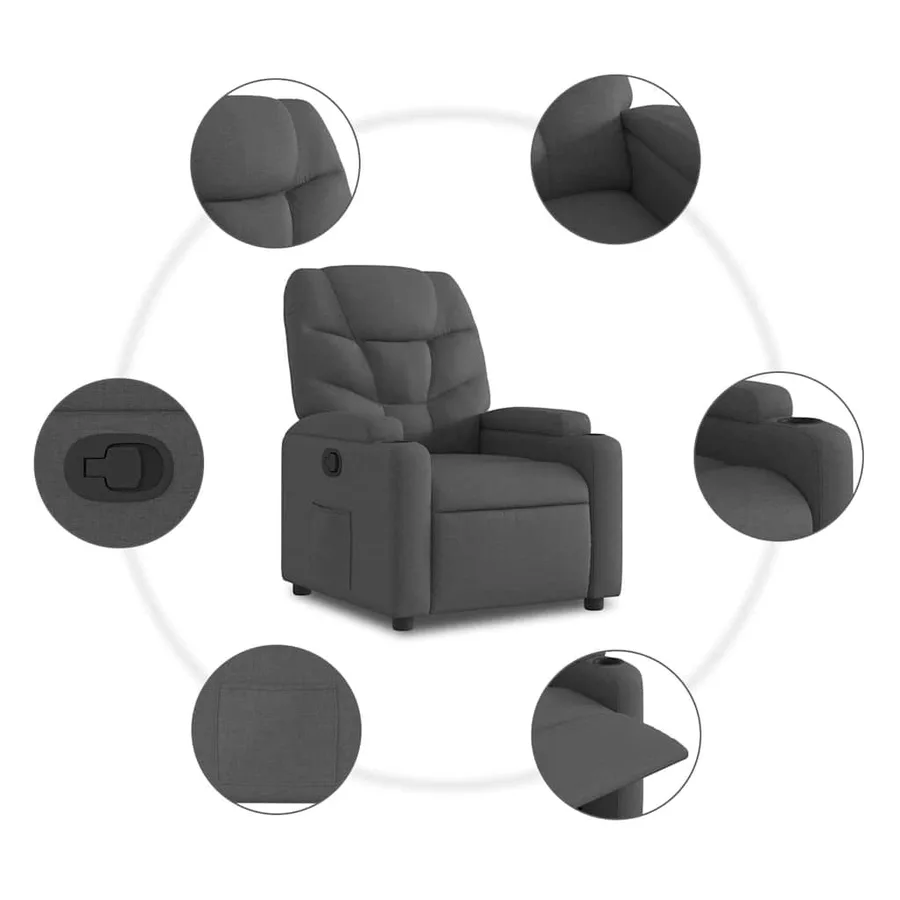 Fauteuil inclinable Gris foncé Tissu - 8