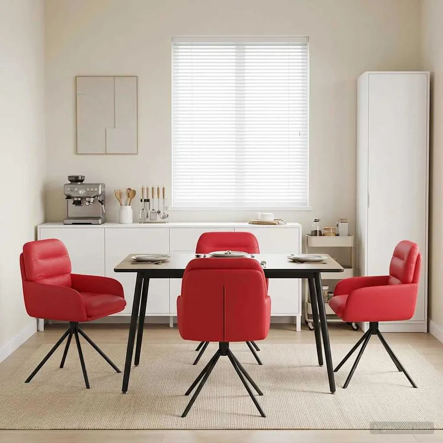 Chaises de salle à manger pivotantes 4 pcs Simili cuir Rouge