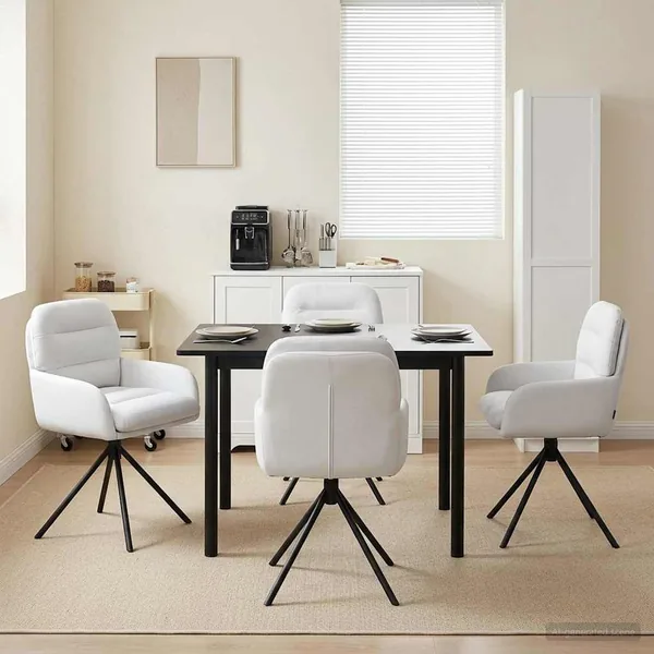Chaises de salle à manger pivotantes 4 pcs Simili cuir Blanc