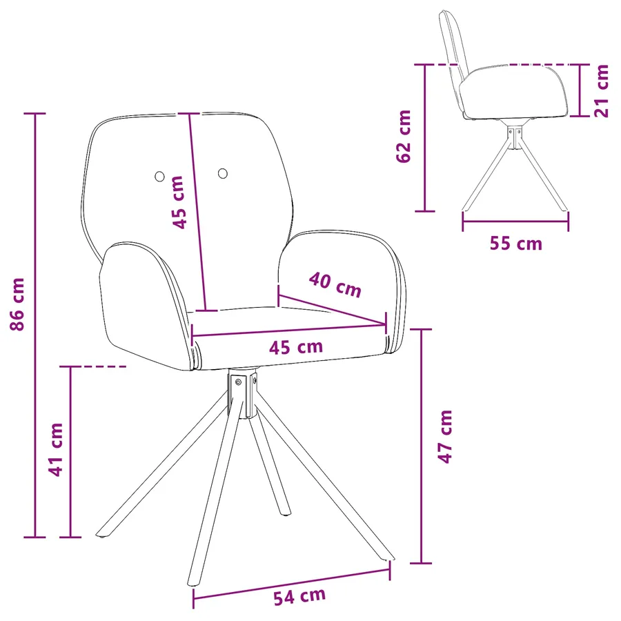 Chaises de salle à manger pivotantes 4 pcs Simili daim - 8