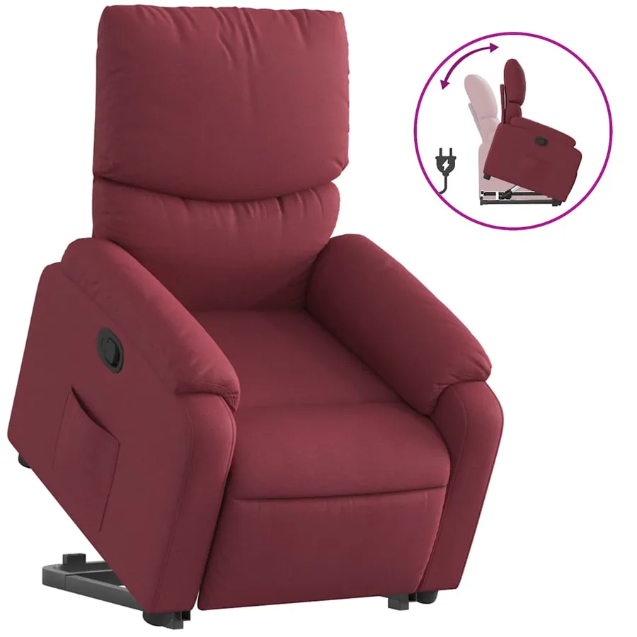Fauteuil inclinable rouge bordeaux tissu - 2