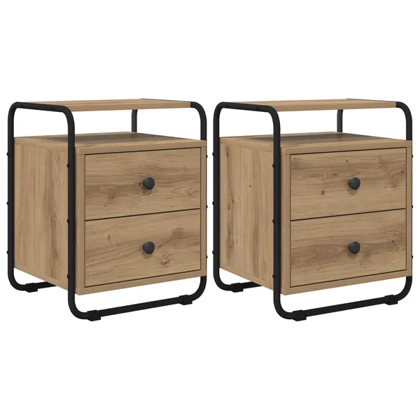 Table de chevet 2 pc Chêne artisanal Bois d'ingénierie