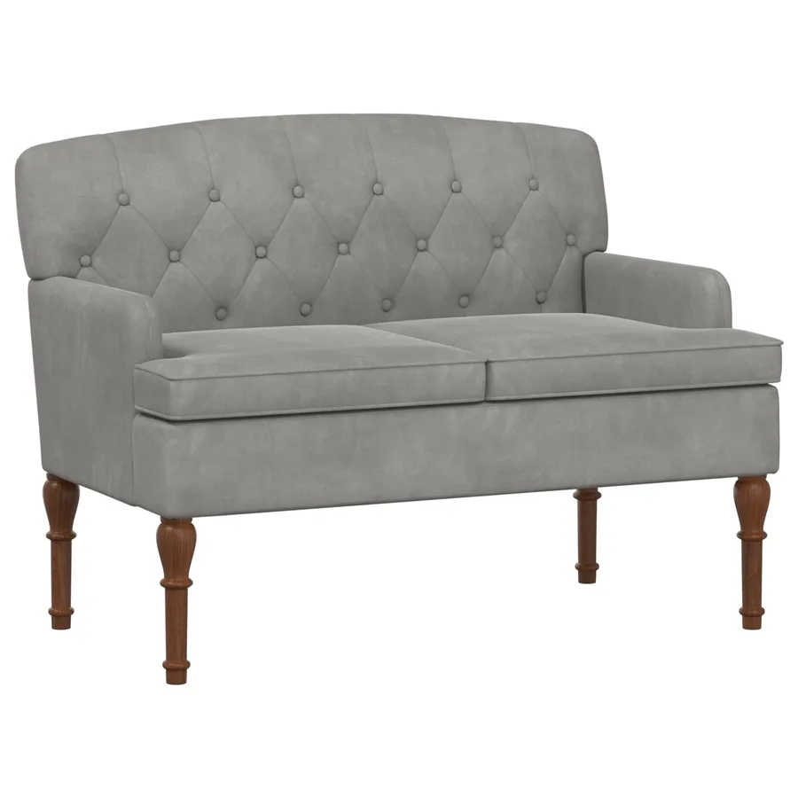 Canapé love seat avec capitonnage en boutons Gris clair Velours - 2
