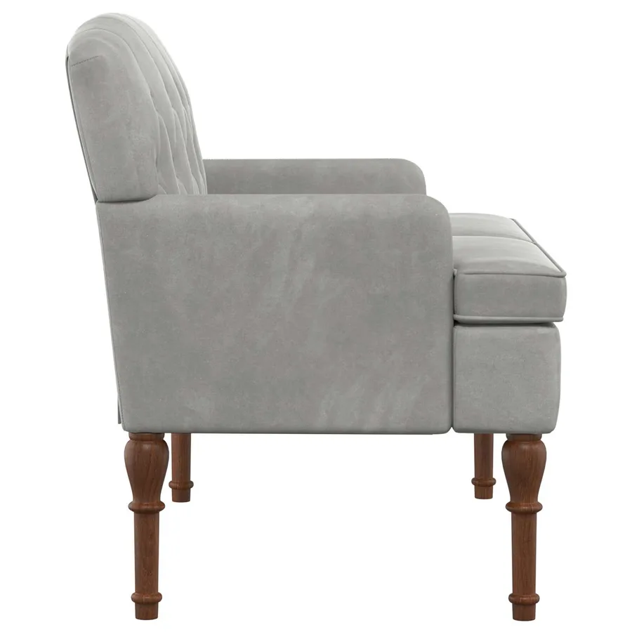 Canapé love seat avec capitonnage en boutons Gris clair Velours - 4