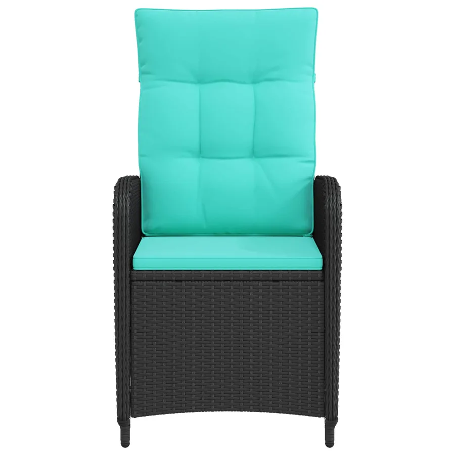 Chaise de jardin inclinable Noir et turquoise polyrotin - 4