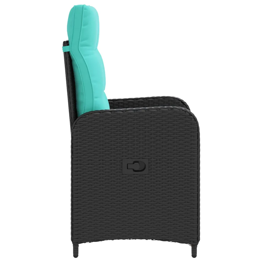 Chaise de jardin inclinable Noir et turquoise polyrotin - 5