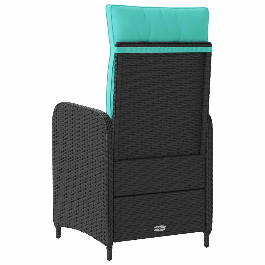 Chaise de jardin inclinable Noir et turquoise polyrotin - 6