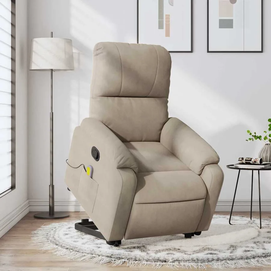 Fauteuil inclinable de massage taupe tissu microfibre - 16