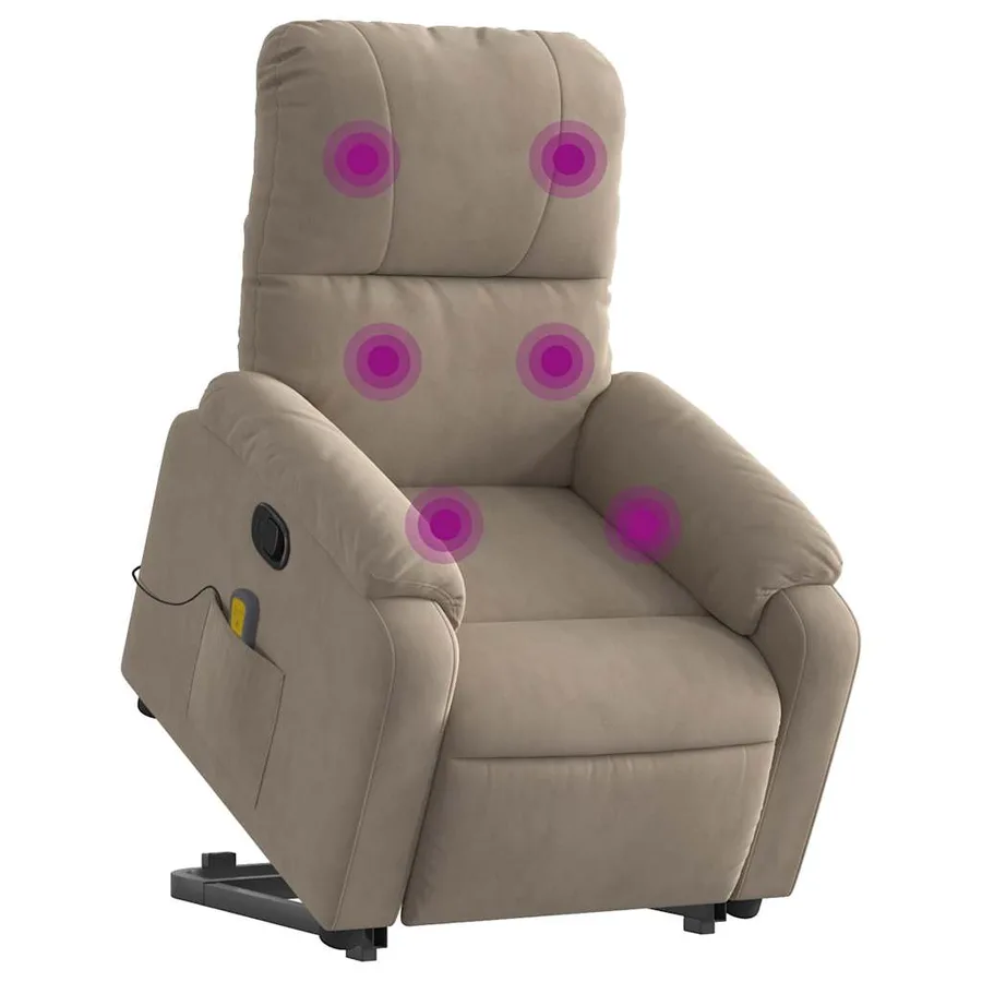 Fauteuil inclinable de massage taupe tissu microfibre - 3