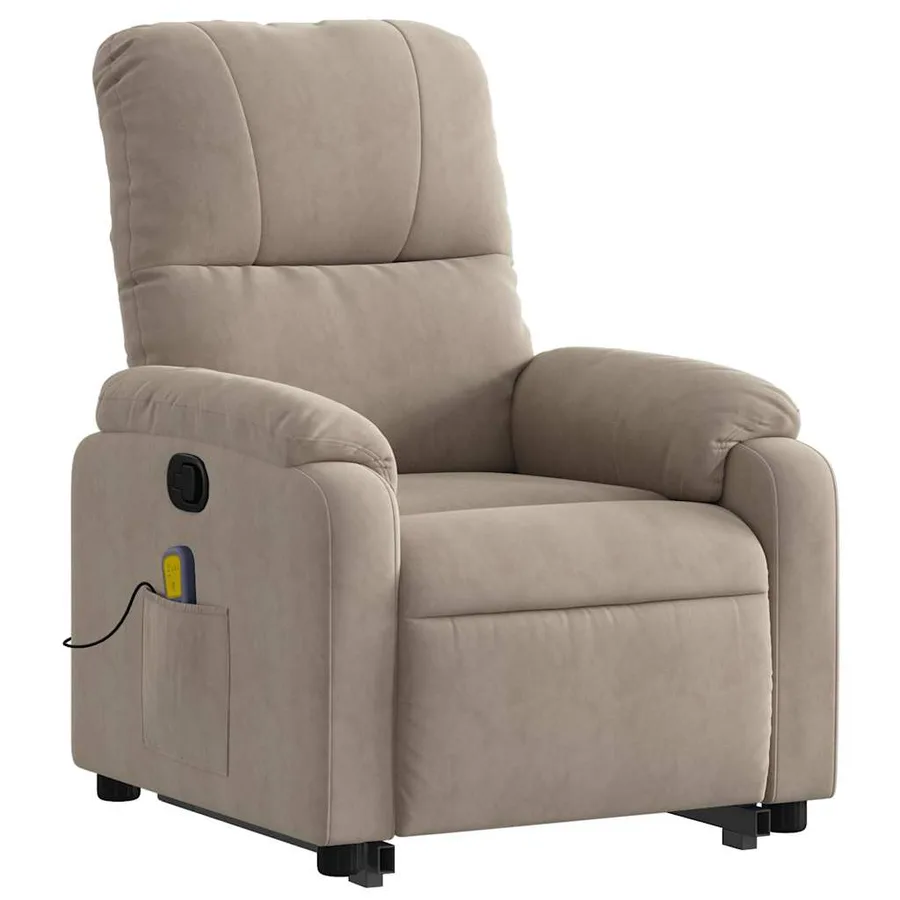 Fauteuil inclinable de massage taupe tissu microfibre - 4