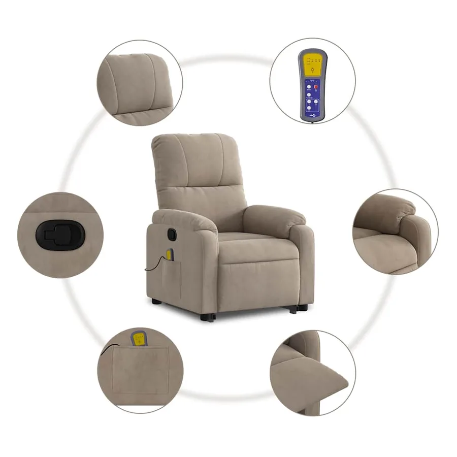 Fauteuil inclinable de massage taupe tissu microfibre - 8