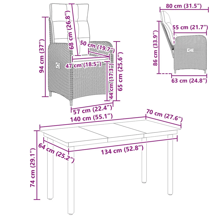 Ensemble de Tables Basses avec coussin avec oreiller 7 pcs - 12