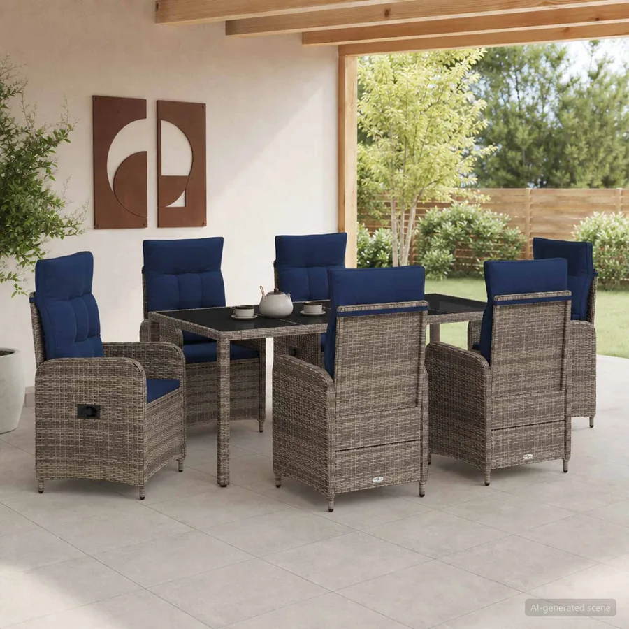 Ensemble de repas extérieur 7 pcs polyrotin