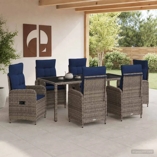 Ensemble de repas extérieur 7 pcs polyrotin