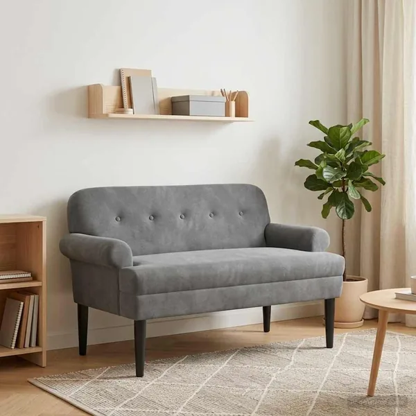Canapé love seat avec capitonnage en boutons Gris foncé Velours