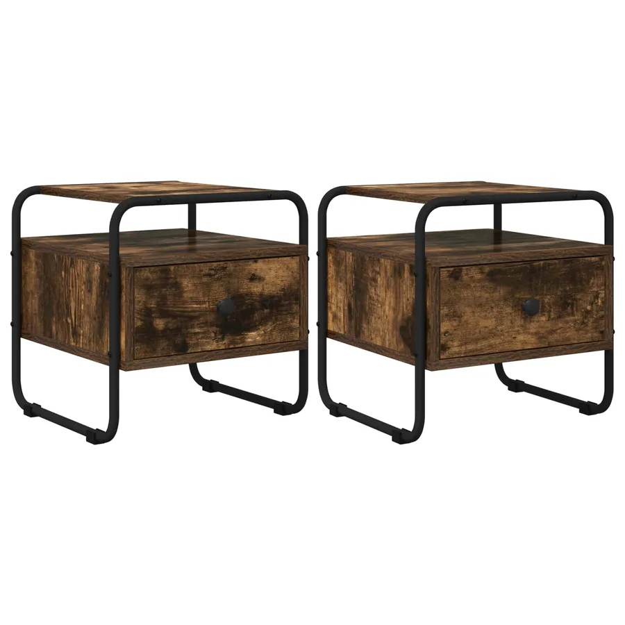 Table de chevet 2 pc Chêne fumé Bois d'ingénierie - 2