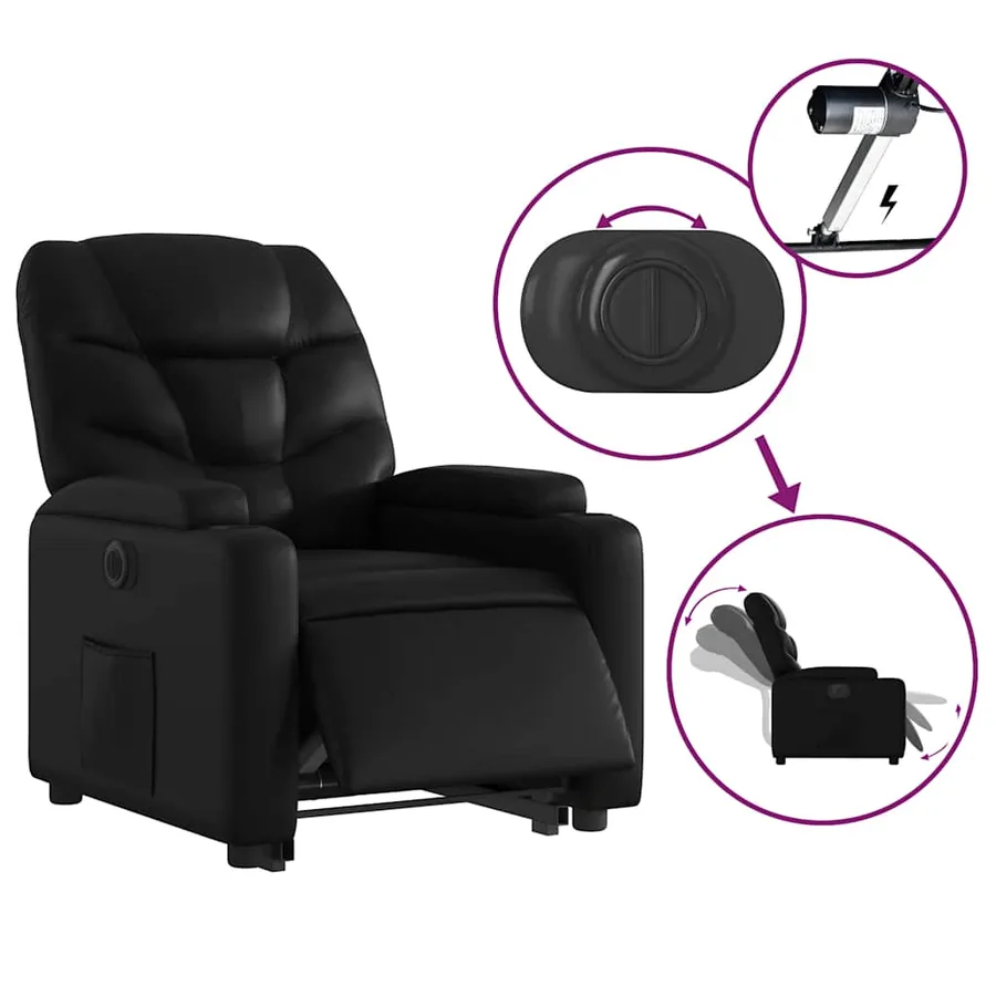 Fauteuil inclinable électrique noir similicuir - 6