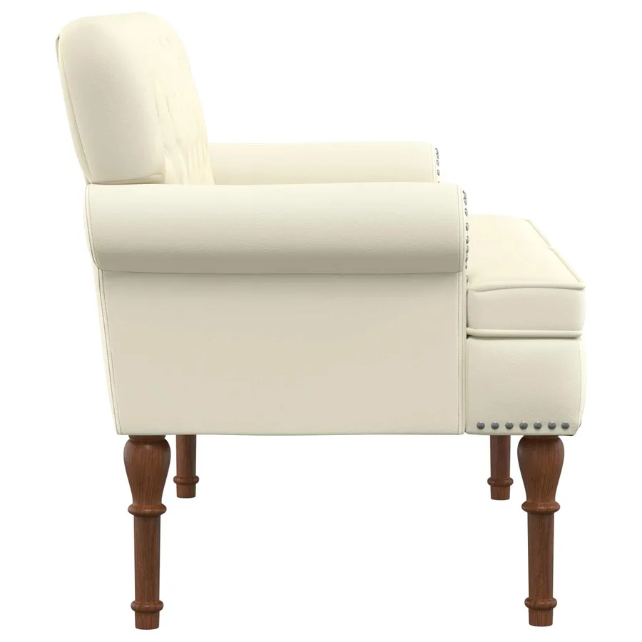 Canapé love seat avec capitonnage en boutons Crème Simili cuir - 4