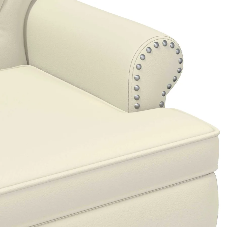 Canapé love seat avec capitonnage en boutons Crème Simili cuir - 6