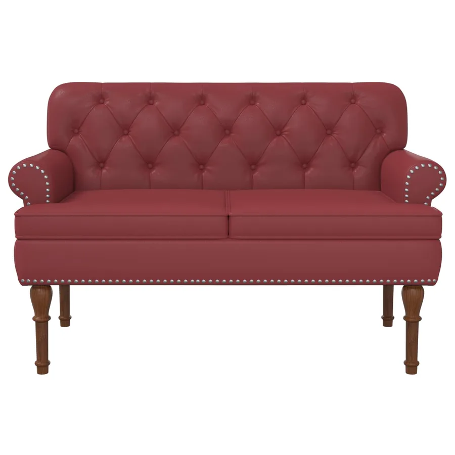 Canapé love seat avec capitonnage en boutons Bordeaux - 3
