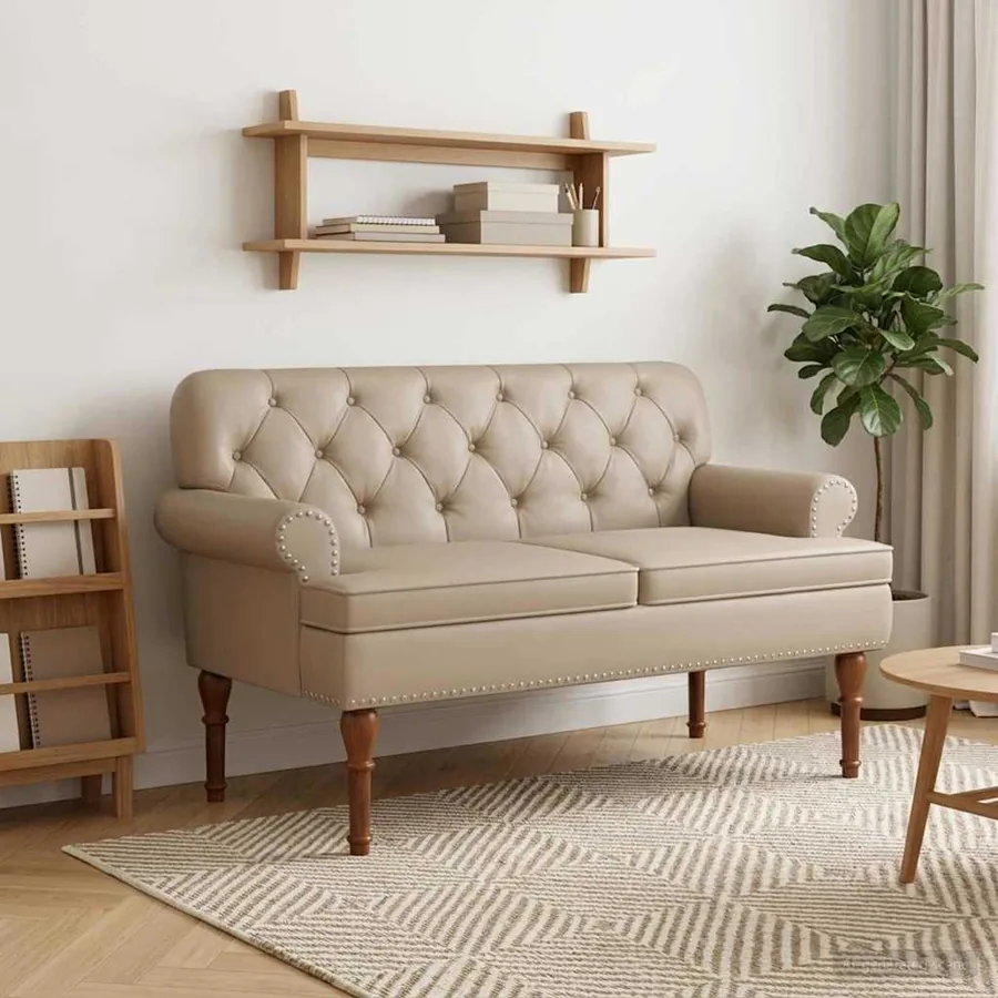 Canapé love seat avec capitonnage en boutons Cappuccino