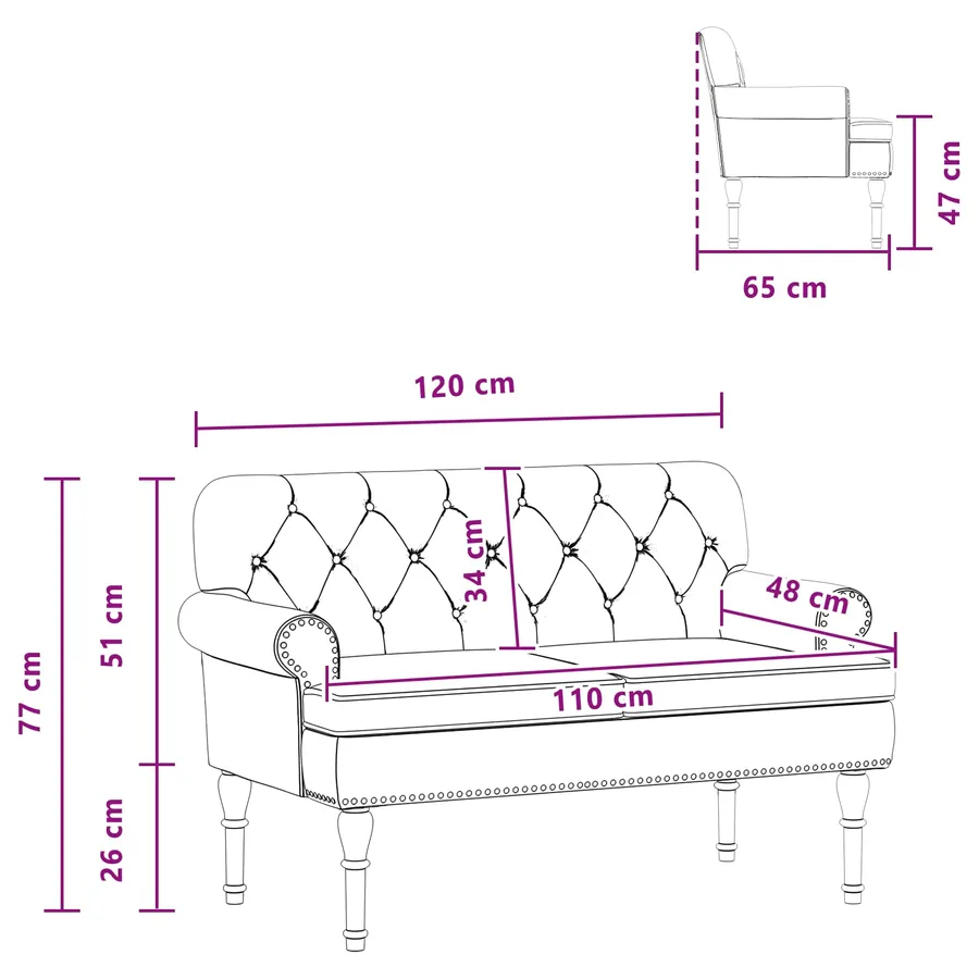 Canapé love seat avec capitonnage en boutons Cappuccino - 8