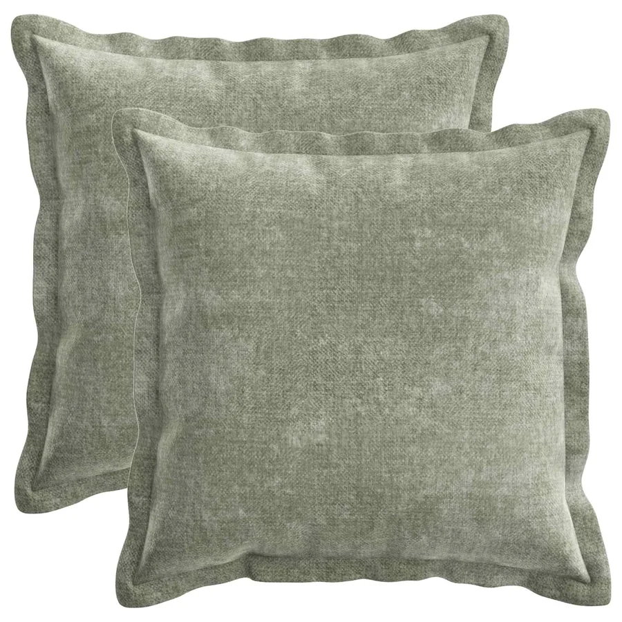 Housse de coussin 2 pcs HOUTEN Vert 45 x 45 cm Tissu Chenille