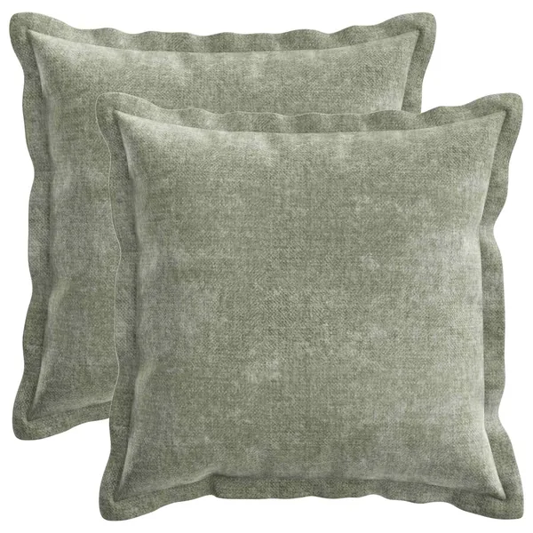 Housse de coussin 2 pcs HOUTEN Vert 45 x 45 cm Tissu Chenille